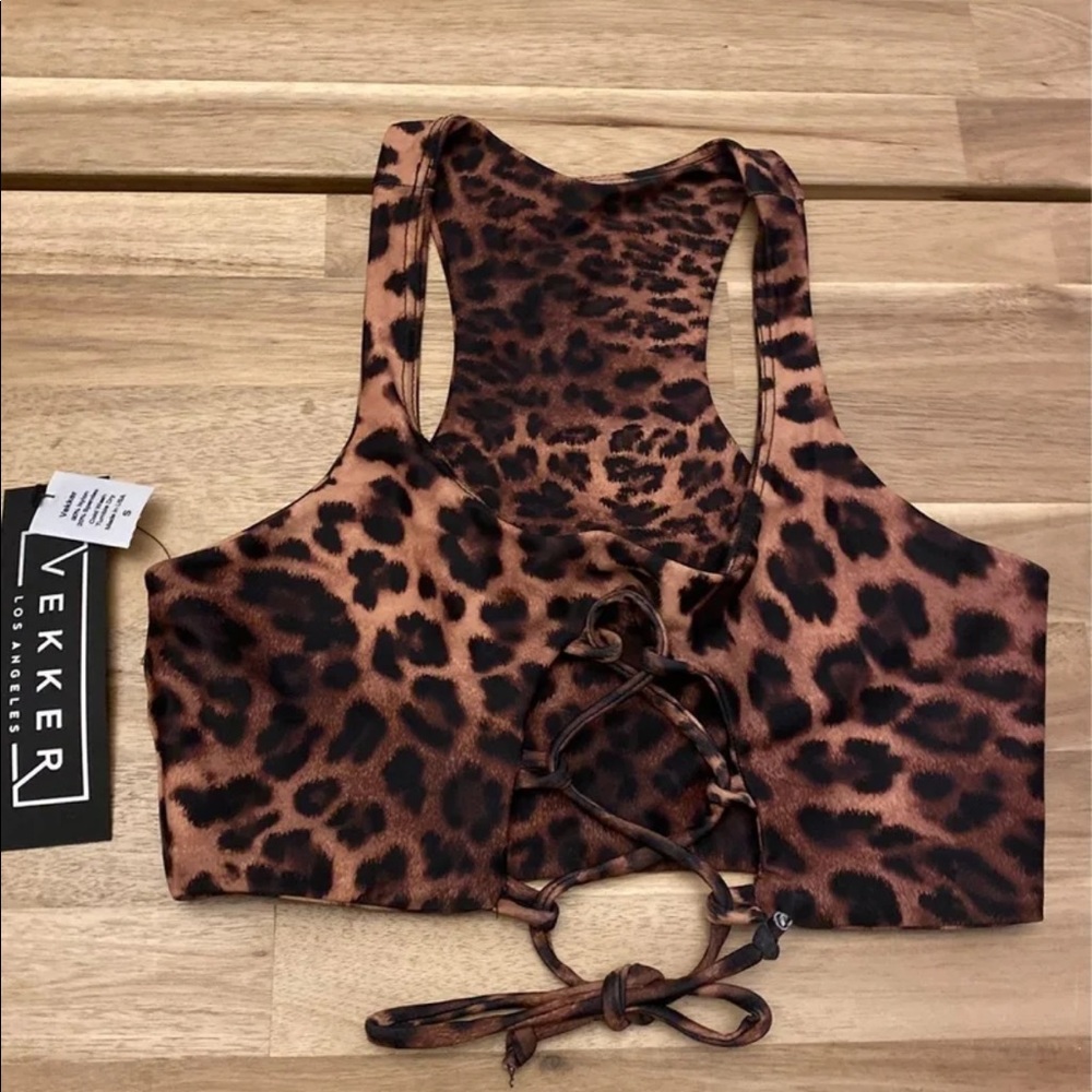 Sexy cheetah Pole sport fitness dance bikini top